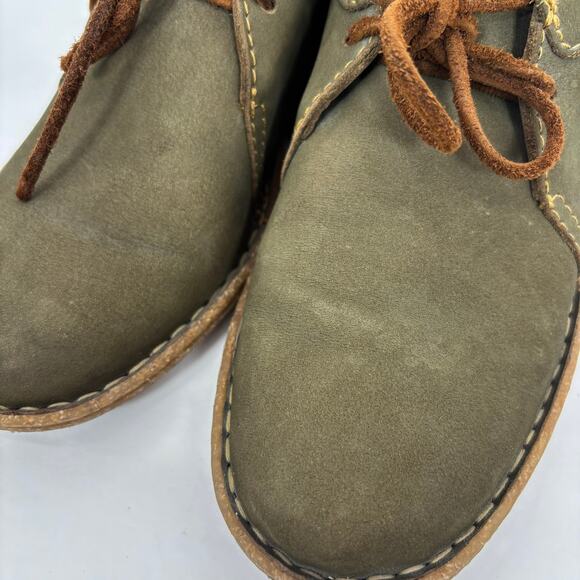 Born Nuala Booties 7 Green Nubuck Leather Ankle Lace Up Boots Shoes Earthy Lagom - Picture 3 of 10